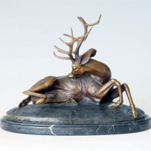 Animal Bronze Sculpture Deer Carving Decor Brass Statue Tpal-104